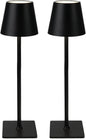 Cordless Table Lamp, Rechargeable Table Lamp with Touch Dimmable Control, Portable LED Desk Lamp for Indoor Patio (Black-Rectangle, 2)