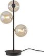 Mid Century Modern 3 Lights Globe Table Lamp Contemporary Minimalist Tall Bedside Desk Lamp Farmhouse Cognac Glass Nightstand Lamps Vintage Reading Light for Bedroom Living Room MTL03-B