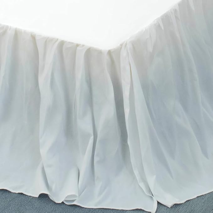 TSUTOMI Bed Skirt Twin Size Ruffled Bed Skirt with Split Corners, 22 Inch Drop Dust Ruffle Bed Skirts with Platform, Gathered Style, 100% Microfiber,White