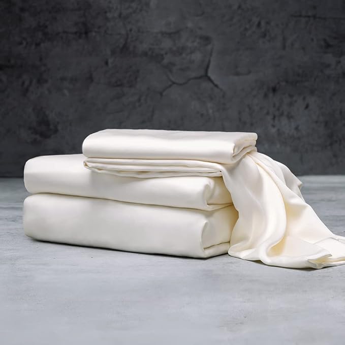 LUXOME Luxury Sheet Set | 100% Rayon (Viscose) from Bamboo | Twin XL - Ivory | Deep Pockets | 3-Piece Set (Fitted, Flat, Pillowcase)