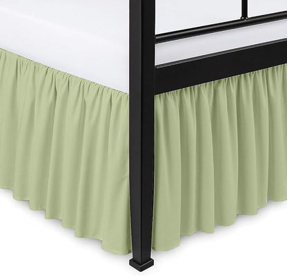 Ruffled Bed Skirt Split Corners with Platform, Tailored Fit Hotel Quality Wrinkle Free Ultra-Soft Microfiber Dust Ruffle, Upto 16 Inch Drop, King, Sage