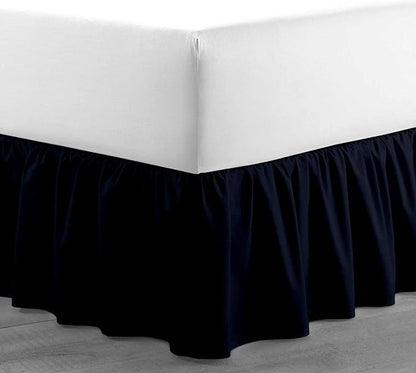 Sleepwell Ruffled Bed Skirt with Split Corner 100% Microfiber Soft,Sheen & Wrinkle Free Bed Skirt Gathered Style Dust Ruffle Bed Skirt with 24 Inch Drop Three Sided Coverage Dust Ruffle