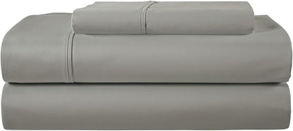 400 Thtread Count twinSize Bed Sheets, 100% Egyptian Cotton twinSheets Set With 1 Flat Sheet Fitted Sheet & Pillowcase, Soft Sateen Weave Fits Upto 17", Machine Washable & Naturally Cooling - Silver
