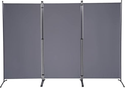 6 FT Tall Room Divider Screen Fabric Wall Divider with Metal Frame, 3 Panel Folding Privacy Screens, Portable Room Divider Panel, Freestanding Room Divider Partition for Office Bedroom Study, Grey