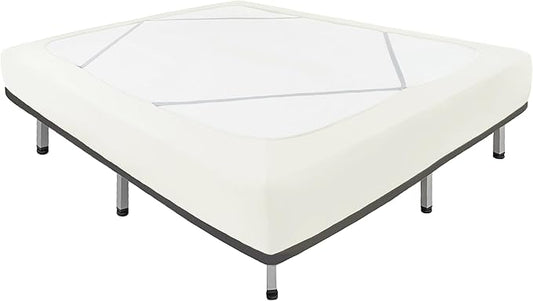 Biscaynebay Decorative Box Spring Cover Full & Full XL Size, Ivory Luxurious Jersey Knitting Stretchy Wrap Around 4 Sides Bed Skirt for Home/Hotels, Easy Fit Wrinkle Free Machine Washable