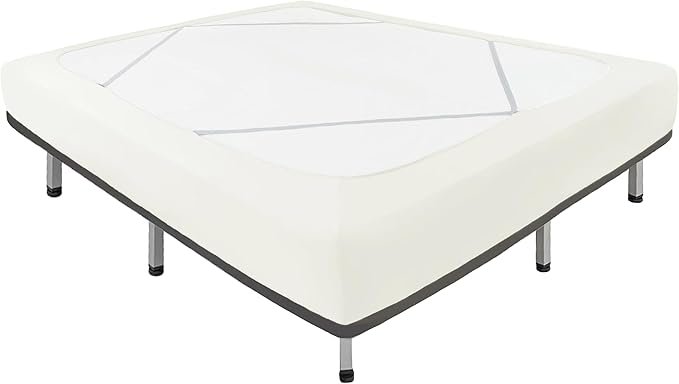 Biscaynebay Decorative Box Spring Covers King & Cal King Size, Ivory Luxurious Jersey Knitting Stretchy Wrap Around 4 Sides Bed Skirts for Home/Hotels, Easy Fit Wrinkle Free Machine Washable