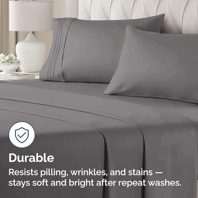 King Pillow Cases Set of 4 - Ultra Soft Hotel Quality Pillowcase Covers - Comfy, Cozy & Wrinkle Free - Shrinkage, Stain & Fade Resistant - Machine Washable Pillow Protectors - 4 Piece Set - Dark Grey