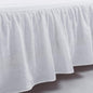 MEADOW PARK Washed French Linen Bed Skirt, Dust Ruffl, Twin Size 39" W x 75" L, Drop 16", Super Soft, Ruffle Style, White Color