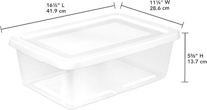 Sterilite 60 Pack Storage Box, 12 Quart Stackable Tote, Clear Plastic Container with Secure Snapping Lids for Home and Office Organization, White