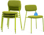 Stackable Chairs Indoor Set of 4, Dining Chair Ser for 4, Armless Stacking Chairs with Sturdy Metal Legs for Living Room, Office Chair for Guest, Green.