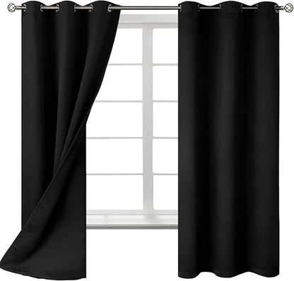 BGment Black Blackout Curtains for Bedroom - Black Out Curtains 63 Inch Long Thermal Insulated Grommet Total Room Darkening Window Drapes for Living Room, 2 Panels, 42 x 63 Inch