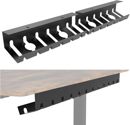 2 Pcs of Cable Management Under Desk for Easy Mounting Metal Under Desk Cable Organizer for Office, Home Cable Tray Holder (UnderDeskCM)
