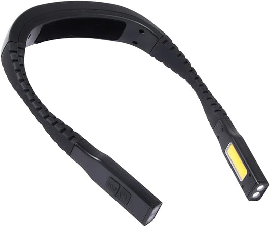 Rechargeable Neck Light with Dual-Sided LED, 1200mAh Battery, Large Velvet Neck Pad, Perfect for Bed Reading, Knitting, Camping, and Book Lovers(Black)
