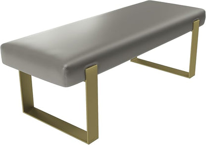 VANT Upholstered Bed Bench - Metallic Neutral Champagne - Burnished Brass - Contemporary Modern, Bedroom Bench Seat, Hallway, or Entryway