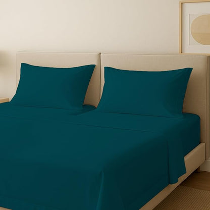 Carressa Linen 100% Egyptian Cotton Split King Sheets Sets for Adjustable Bed - 600 Thread Count 5 PC Top Split King Sheets, 16" Deep Pocket Soft Cooling Sheets for Split King Adjustable Bed - Teal