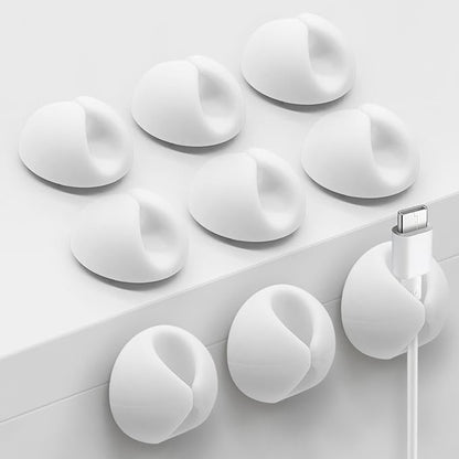 SmiLife Cable Clips, Cord Holder, Adhesive Cord Clips, Wire Holder for Cable Management, Phone Charger, Desk, Wall, Nightstand and Office, White 9 PCS
