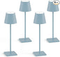 4 Packs Rechargeable LED Table Lamp,6000mAh Outdoor Cordless Desk Lamp Waterproof Portable, Stepless Dimmable Lamps for Restaurant/Bedroom/Outdoor (Blue)