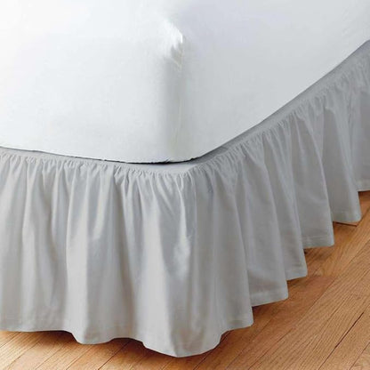 Light Grey Solid Ruffled Bed Skirt Twin-XL-18 Inch Drop Split Corner, Microfiber Bedskirt with Platform Three Sided Coverage