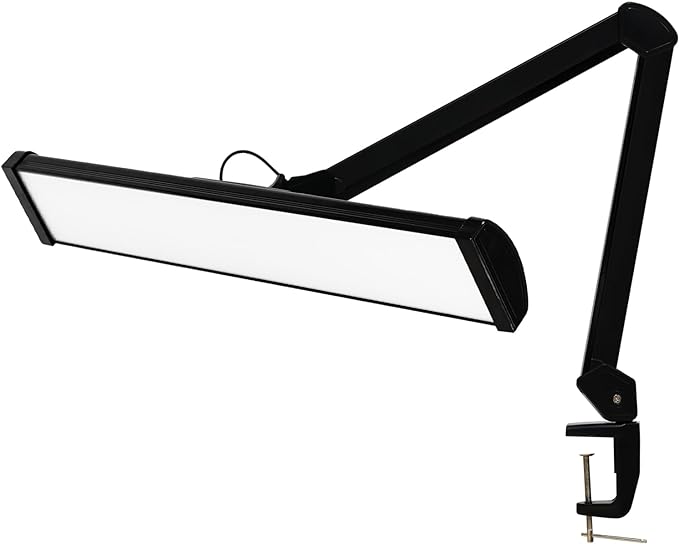 LED Architect Desk Lamp, 4500 Lumens, Dimmable, Metal Swing Arm, 5 Color Temperatures, 50W, Ideal for Task Work, Drafting, Reading, Clamp-on Office Table Lamp with 684 Bright LEDs (Black, CCT)