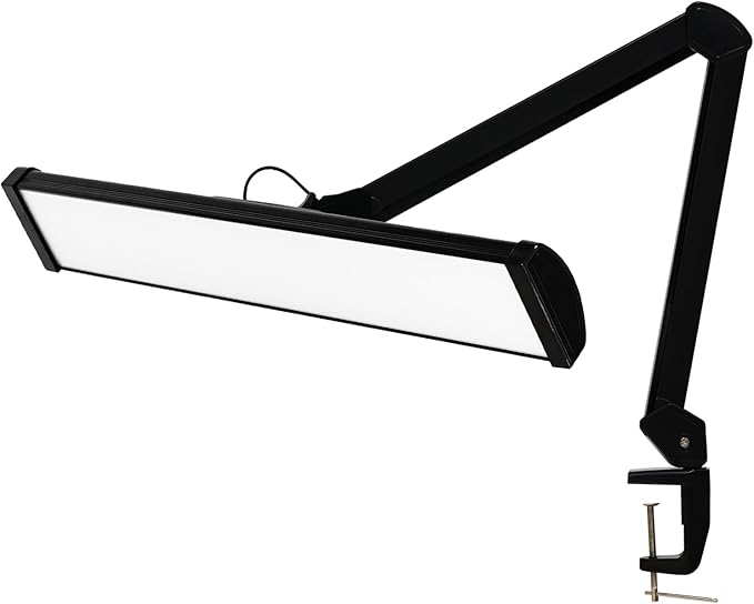 LED Architect Desk Lamp, 2300 Lumens, Dimmable, Metal Swing Arm, 5 Color Temperatures, 30W, Ideal for Task Work, Drafting, Reading, Clamp-on Office Table Lamp with 360 Bright LEDs (Black, CCT)