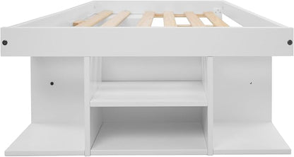 memomad Bali Storage Platform Bed with Drawers (Twin Size, Off White)