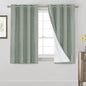 PrinceDeco 100% Blackout Curtains 54" Long Green Blackout Curtains for Bedroom Linen Texture Solid Thermal Insulated with White Liner Luxury Decor for Nursery 52x54 Inch (2 Panels)