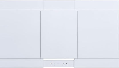 memomad Bali Slim Set: Storage Platform Bed with Drawers + Flat Panel Headboard (King Size, White Wood)