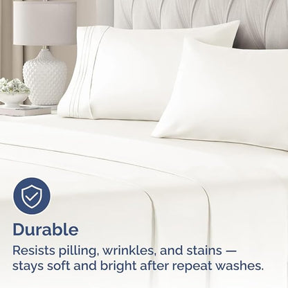 Queen Pillow Cases Set of 2 - Ultra Soft Hotel Quality Pillowcase Covers - Comfy, Cozy & Wrinkle Free - Shrinkage and Fade Resistant - Machine Washable Pillow Protectors - 2 Piece Set - Antique White