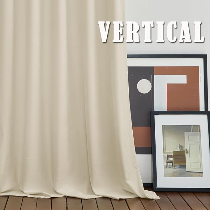 RYB HOME Beige Velvet Curtains 72 inches Length - Thermal Insulated Noise Reducing Panel Soft Vertical Sense Window Decor for Cottage Farmhouse, Width 52 x Length 72 inch, Beige, 2 Panels