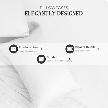 Mayfair Linen 100% Egyptian Cotton King Pillow Cases Set of 2 - Luxury 2000 Series King Size Pillowcases, Soft Cooling & Breathable, Envelope Closure Hotel Quality Pillowcase (21 x 41, White)