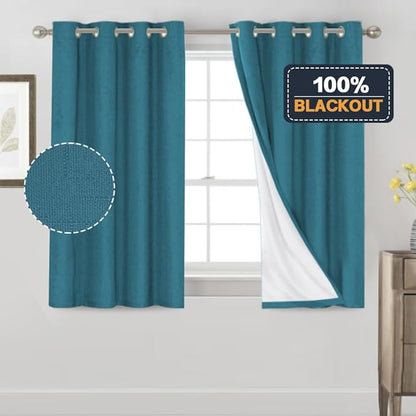 PrinceDeco 100% Blackout Curtains for Bedroom 2 Panels Set Thermal Insulated Full Light Blocking Drapes Window Curtain Panels Grommet Black Out Cute Curtains for Nursery,52" W x 54" L, Blue Sapphire