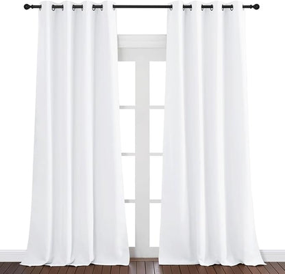 NICETOWN White Room Darkening Curtain 95 inches Long for Living Room - (50% Blackout) Grommet Top Thermal Insulated Window Treatment Sound Reducing Drape for Bedroom (1 Panel, W52 x L95)
