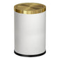 2.4 Gallon Bathroom Trash Can with Lid, Pu Leather Modern Garbage Can, Round Decorative Waste Basket, for Near Desk, Powder, Bedroom, Hotel, Office, Home (9L-Checked White)