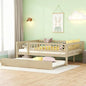 Bellemave Full Size Bed Frames with Rails for Kids, Full daybed Frame with Trundle for Boys/Girls/Adults， Natural