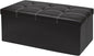 xupersodys 30 Inches Folding Storage Ottoman Bench, Faux Leather Footrest Ottoman, Storage Trunk Footstool for Bedroom, Living Room and Hallway, Support 350lbs, Black (White line)