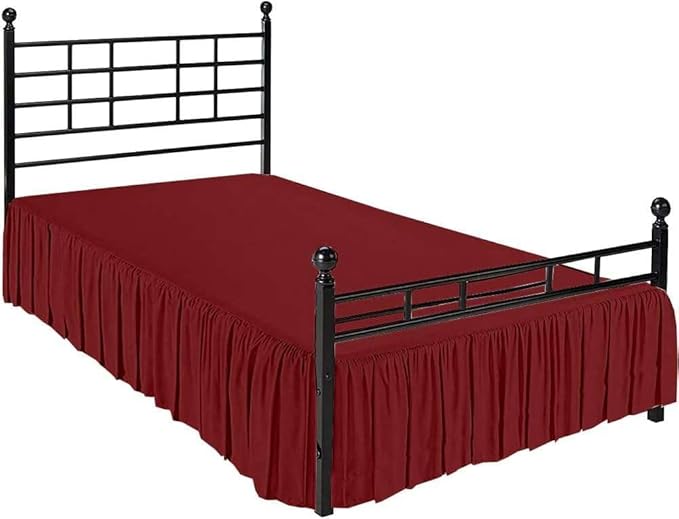 Sleepwell Ruffled Bed Skirt with Split Corner 100% Microfiber Soft,Sheen & Wrinkle Free Bed Skirt Gathered Style Dust Ruffle Bed Skirt with 15 Inch Drop Three Sided Coverage Dust Ruffle