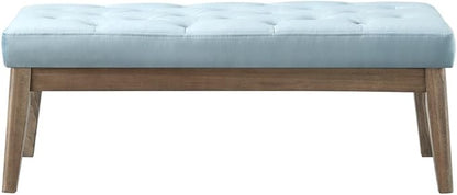 24KF Velvet Upholstered Buttons Tufted Entryway Bench with Solid Wood Leg,Bed Bench Ottoman with Padded Seat,5034-Seaglass