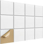 12 Pieces Square Sound Absorbing Panels Self-Adhesive, 12" X 12" X 0.4"High Density Acoustic Panel, Stylish Acoustical Wall Padding Used in Home & Offices(White)