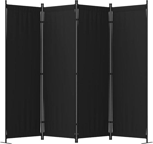 Room Divider, 4 Panel Folding Privacy Screen, 88” Portable Separating with 3 Metal Feet, Partition Room Dividers, Lightweight Freestanding Wall Divider Screen for Office Bedroom Hospital(Black)