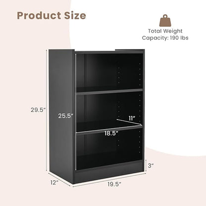 LOKO 3-Tier Open Bookcase, Freestanding Modern 3-Cube Bookshelf with 18-Position Adjustable Shelves & Anti-toppling Devices, Multipurpose Cubical Display Storage Organizer for Living Room Study