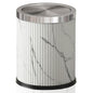 4 Gallon / 15L Trash Can Bathroom with Swing Lid, White Gold Garbage Can, Leather, Modern, Large Office Waste Basket, for Bedroom, Kitchen, Powder Room, Hotel, Business(15L Ink Marble)