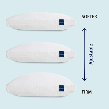 ACCURATEX Pillows Queen Size Set of 2, Hybrid Shredded Memory Foam Pillow[Adjustable Loft], Fluffy Down Alternative Fill Removable Cotton Cover, Firm Supportive Pillow for Side Back Sleepers
