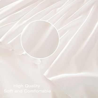 White Bed Skirt Queen Size Ruffled Bed Skirt with Split Corners, Queen Bed Skirt 22 Inch Drop, TSUTOMI Queen Size Bed Skirt White for Ruffled Bed Skirt with Split Corners, Bed Skirt Queen Size