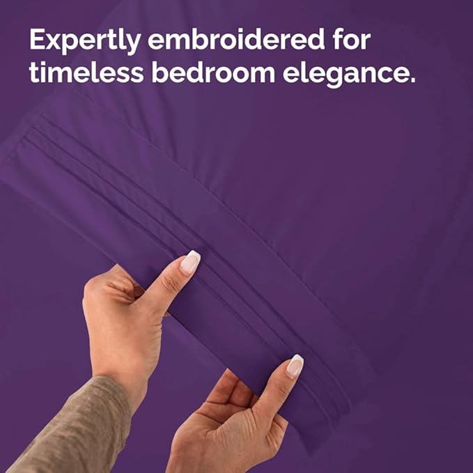 Queen Pillow Cases Set of 4 - Ultra Soft Hotel Quality Pillowcase Covers - Comfy, Cozy & Wrinkle Free - Shrinkage, Stain and Fade Resistant - Machine Washable Pillow Protectors - 4 Piece Set - Purple