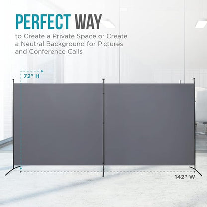 SteelAid Room Divider (Double Panel) – Folding Partition Privacy Screen for Office, Classroom, Dorm Room, Kids Room, Studio, Conference - 142" x 72" - Easy to Assemble, Freestanding & Foldable