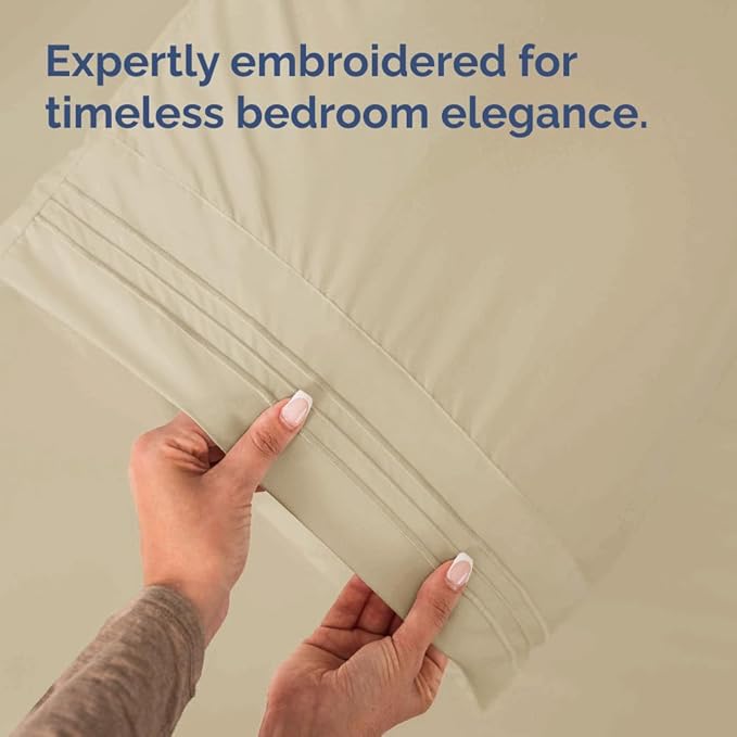 King Pillow Cases Set of 8 - Ultra Soft Hotel Quality Pillowcase Covers - Comfy & Wrinkle Free - Shrink, Stain and Fade Resistant - Easy-Care, Machine Washable Pillow Protectors - 8 Piece Set - Cream