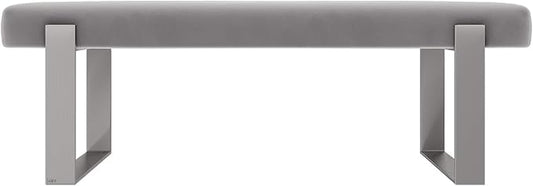 VANT Upholstered Bed Bench - Velvet Platinum Grey - Brushed Nickel - Contemporary Modern, Bedroom Bench Seat, Hallway, or Entryway