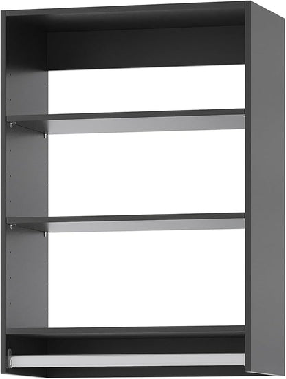 Medium Double Hanging Closet Unit, Modular Closet System, Wood Closet System Organizer with Storage for Walk in Closets, Clothing Rack Closet for Hanging Clothes, Bedroom, Black, 25.5" W
