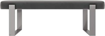 VANT Upholstered Bed Bench - Velvet Smoke Grey - Brushed Nickel - Contemporary Modern, Bedroom Bench Seat, Hallway, or Entryway
