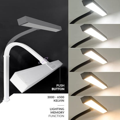 Neatfi 3000 Lumens Flex LED Desk Lamp with Clamp, Dimmable, 5 Adjustable Brightness Levels & 5 Light Modes, Memory Function, Eye-Caring & Flexible Lamp for Home & Office (31.5 Inches, White)